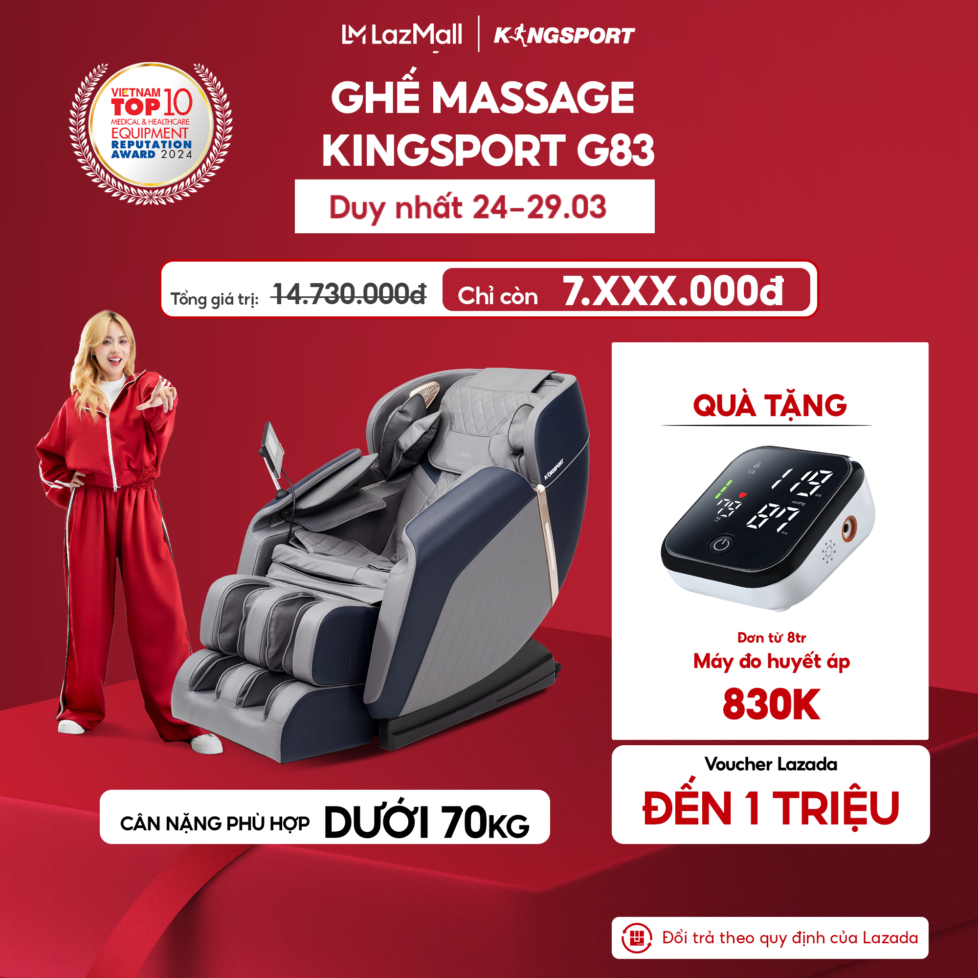 [Miễn phí lắp đặt] Ghế massage KINGSPORT G83 hệ thống con lăn hiện đại, con lăn lòng bàn chân 3 cấp độ, nhiệt hồng ngoại kép