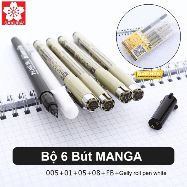 [HCM]Bộ 6 Bút Vẽ Manga Sakura Micron