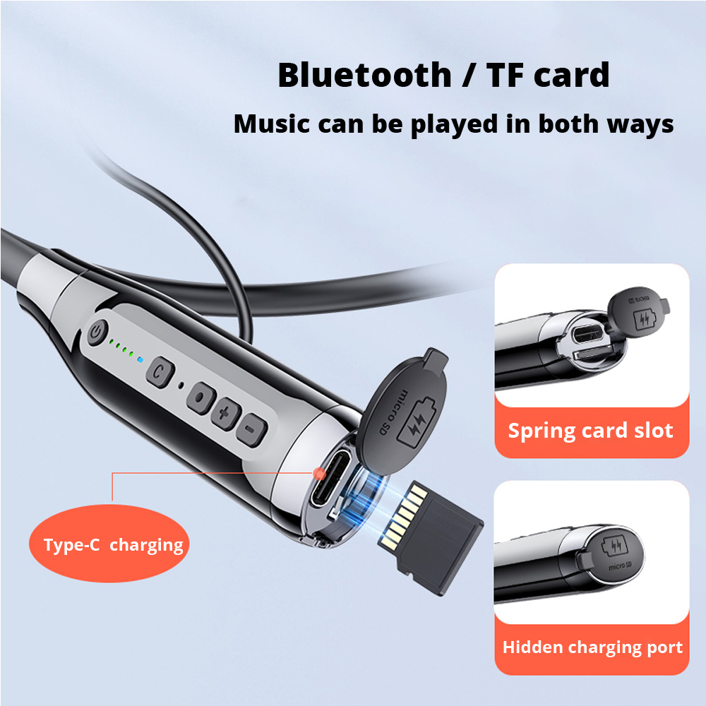 100 giờ chơi nhạc Tai nghe Bluetooth đeo cổ IPX5 Thể thao chống nước Tai nghe không dây Bluetooth 5.0 Tai nghe không dây Tai nghe không dây Hiệu ứng âm trầm Âm thanh vòm 9D Tai nghe âm thanh nổi có Mic