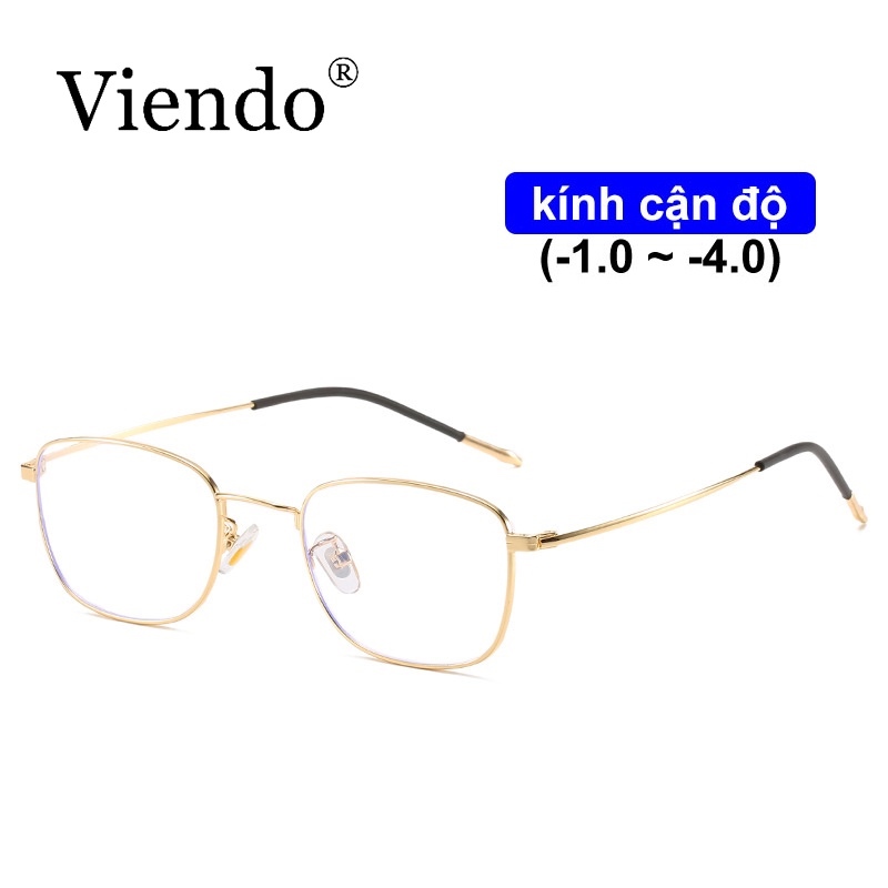 Mắt kính VIENDO gọng kim loại kiểu vuông 1.00 -4.00 độ