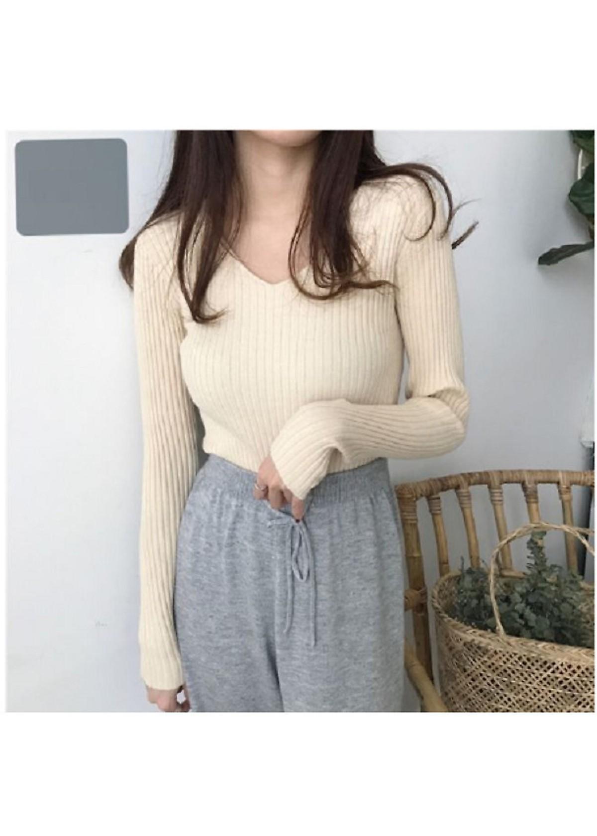 Áo len đũa cổ tim mềm, ấm