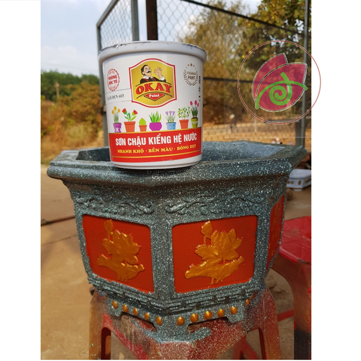 Sơn chậu kiểng xám đen hệ nước Okay Paint 1kg