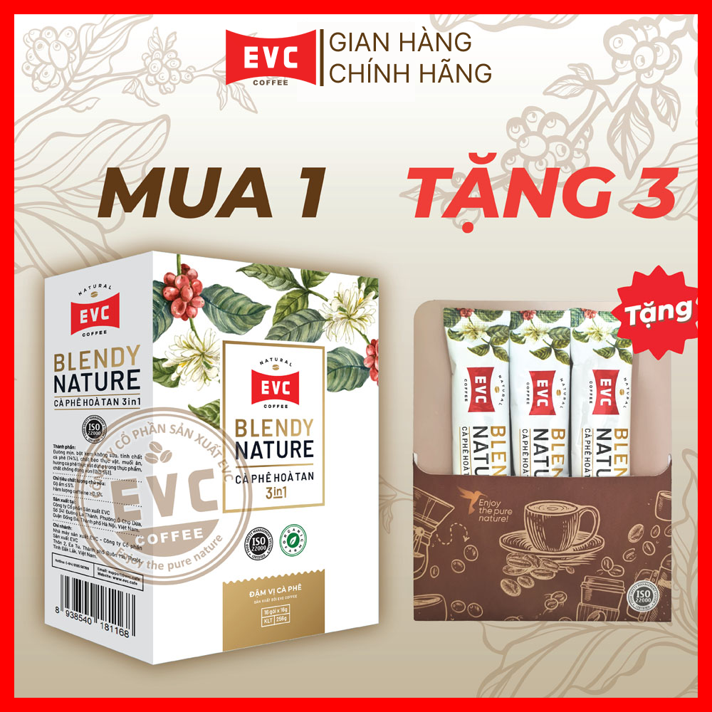 Cà phê hòa tan 3in1 - EVC Blendy Nature - Gấp đôi vị cà phê (16 gói x 16 gram)