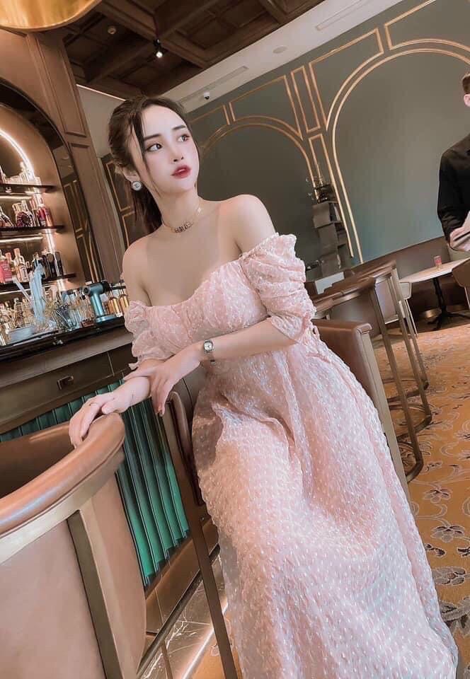 Đầm voan xốp nhẹ nhàng quý phái màu HỒNG xinh lung linh LD22