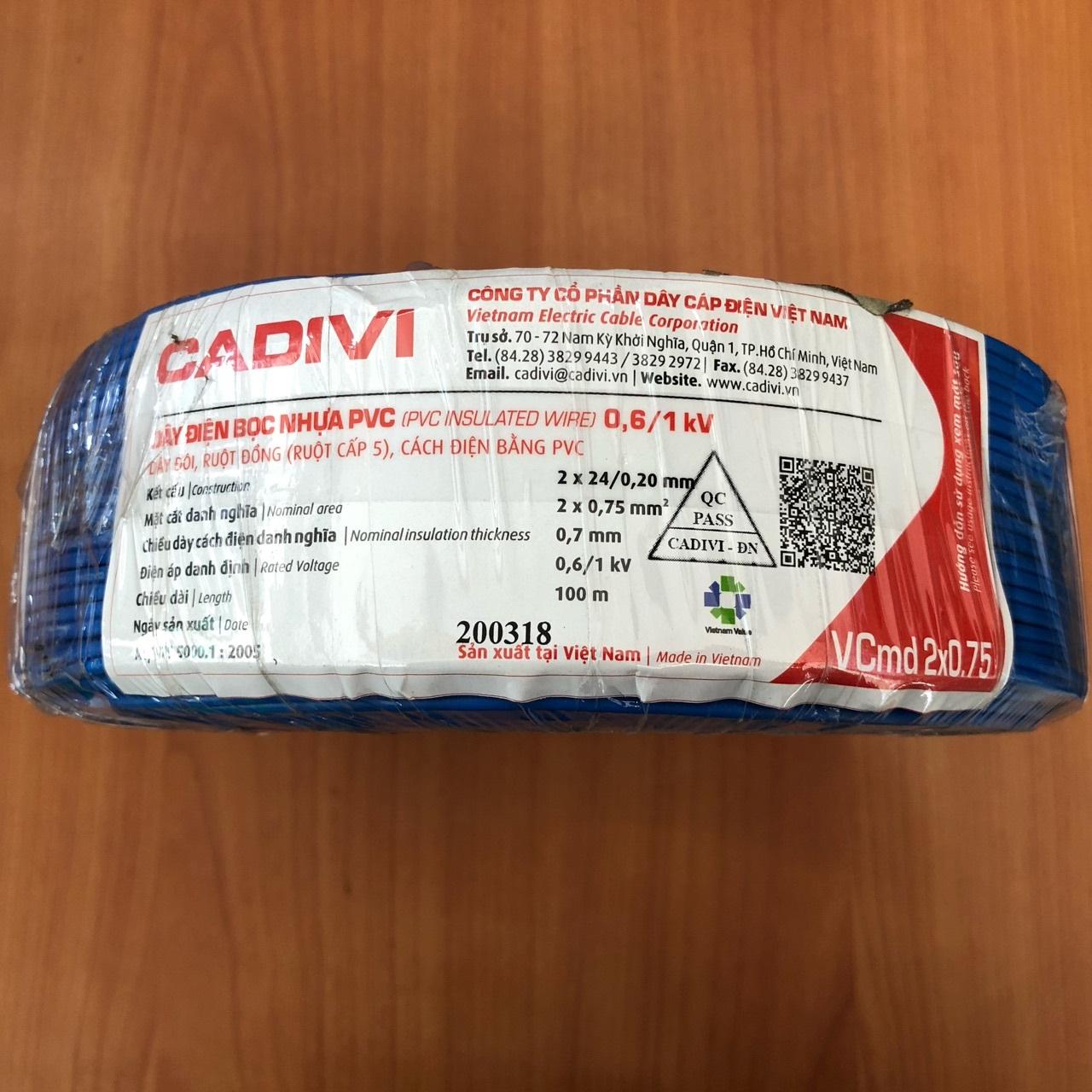 Dây điện đôi mềm Cadivi 2x0.75 100 met