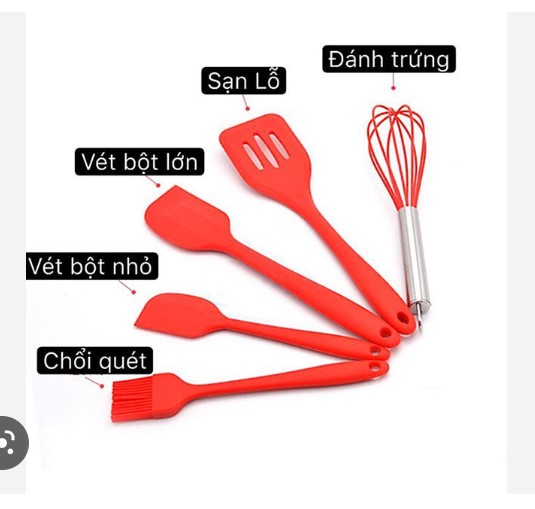 Bộ dụng cụ làm bánh silicon, phới / spatula 5 chi tiết