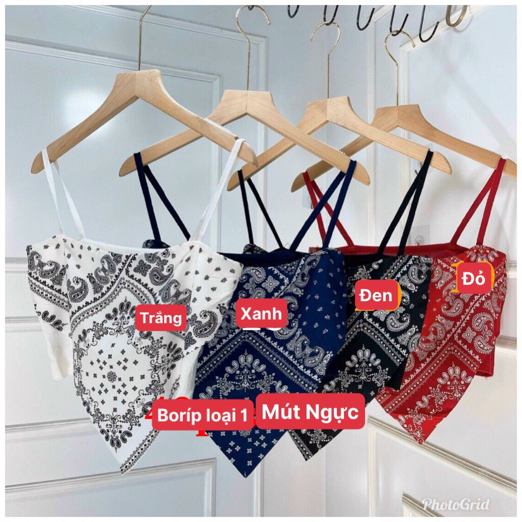 Áo hai dây kiểu yếm nhọn phối màu thổ cẩm kèm mút ngực xinh xinh , chất thun bozip dày dặn