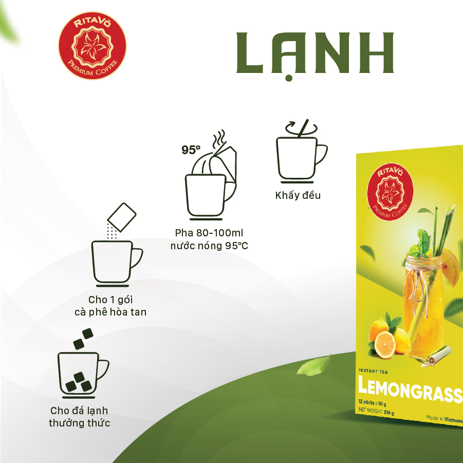 Trà hoà tan Rita Võ Cafe Sả chanh [12góix18g]