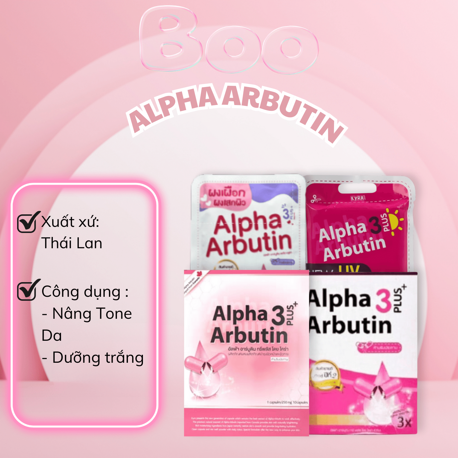 Viên Bột Kích Trắng Alpha Arbutin 3 Plus - Thái Lan