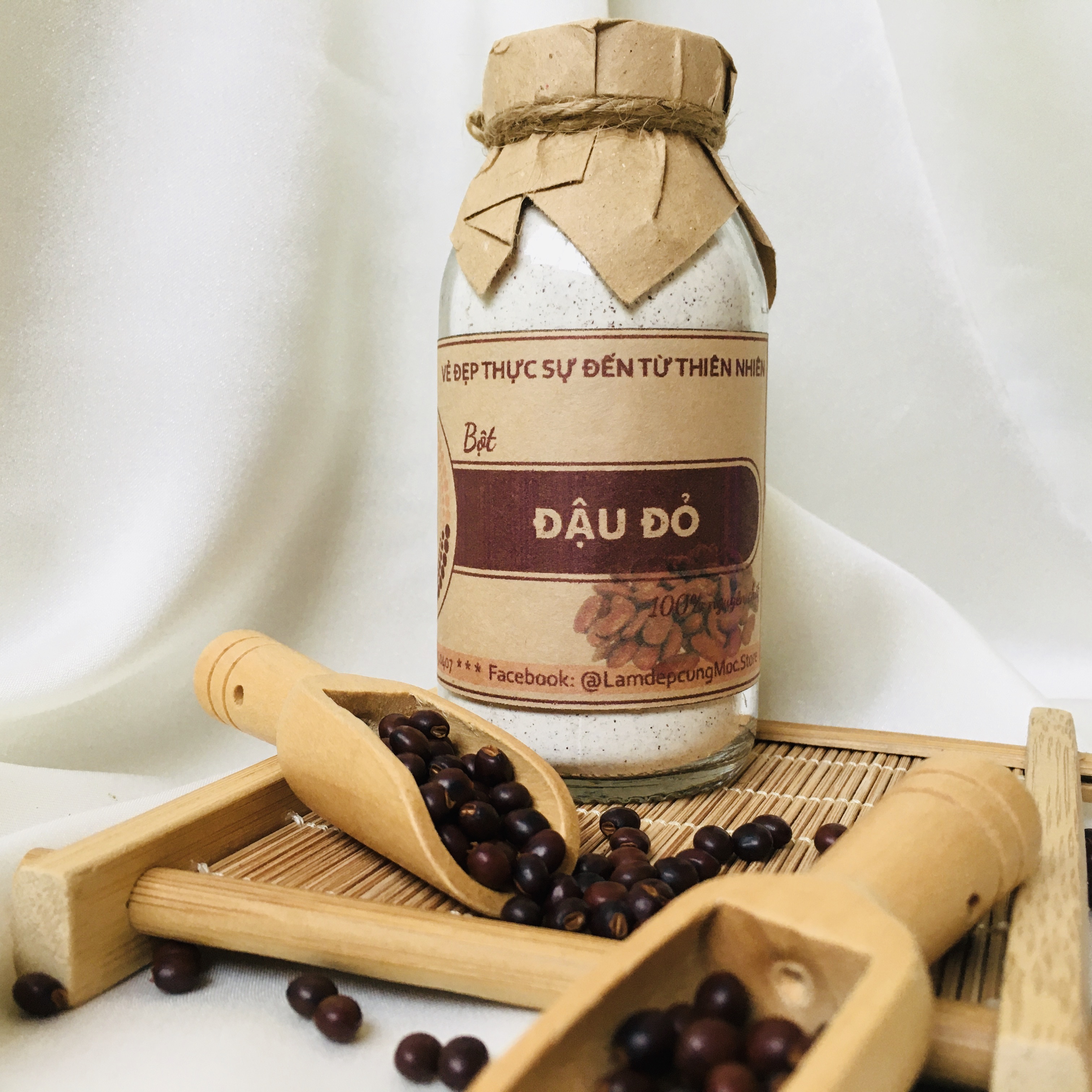 Bột đậu đỏ đắp mặt nạ MỘC dưỡng ẩm trắng da ngăn ngừa mụn hiệu quả nguyên chất túi dùng thử 10g và chai 100ml chính hãng