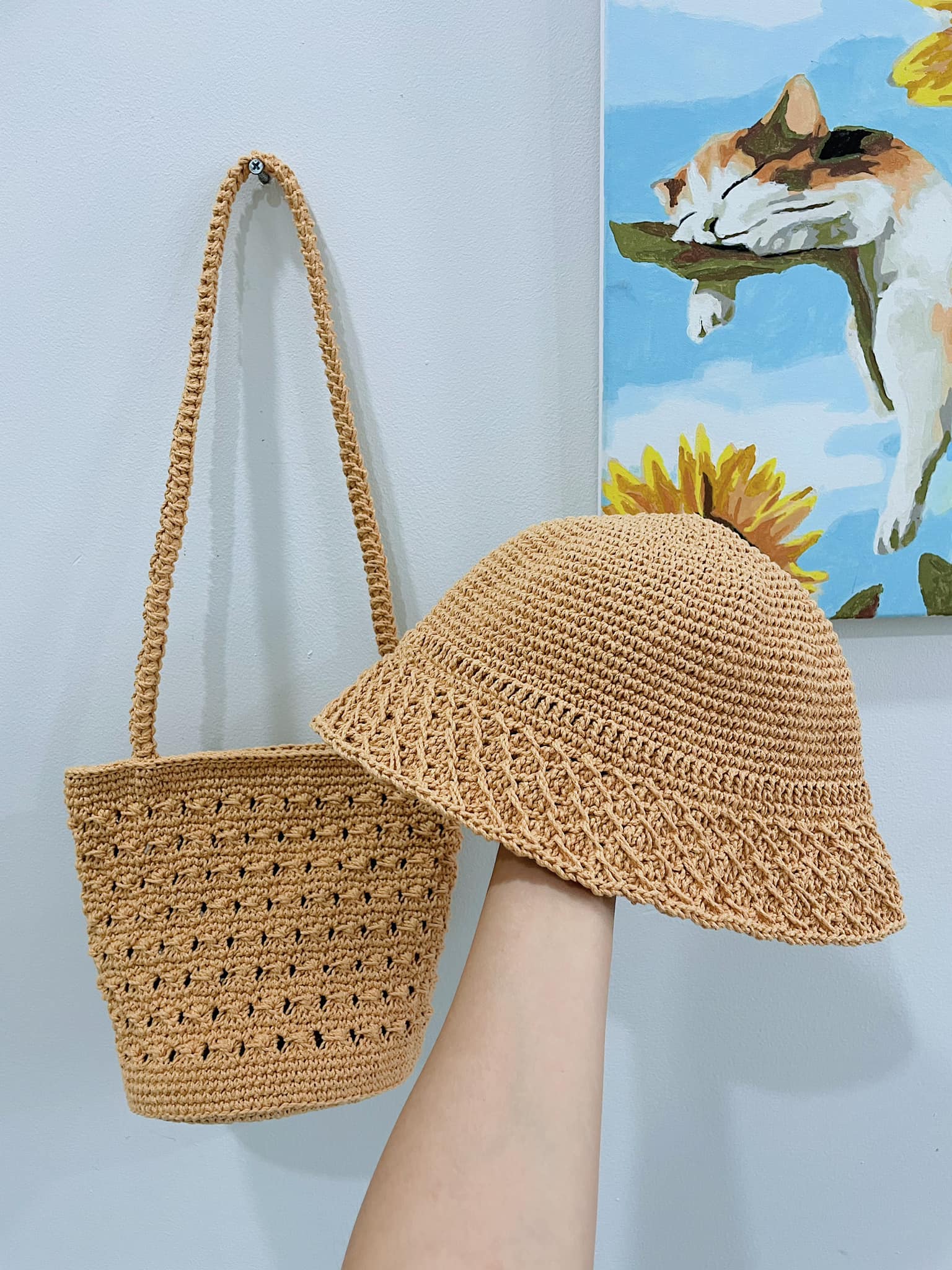 Sợi simply Craft yarn VN móc túi xách, túi tote, mũ nón cứng cáp, chắc chắn, màu sắc mộc mạc, tự nhiên 150g xuất xứ Việt Nam