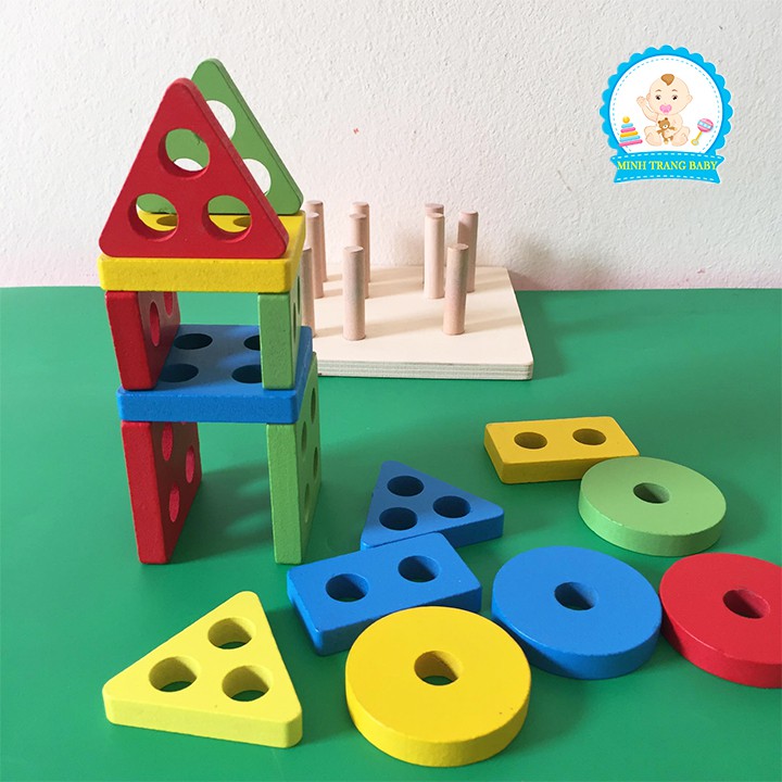 Combo 6 món đồ chơi gỗ cho bé phát triển trí tuệ