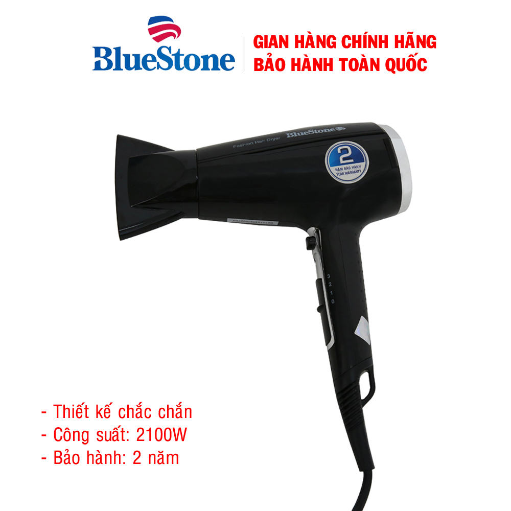 Máy sấy tóc Bluestone HDB-1846 - Máy sấy tóc cao cấp, Công suất cao 2100W sấy tóc nhanh, 3 tốc độ sấy và nút sấy mát riêng biệt giúp bảo vệ tóc, giữ tóc mềm mại, tự động ngắt điện khi quá tải, móc treo tiện lợi, bảo hành 2 năm