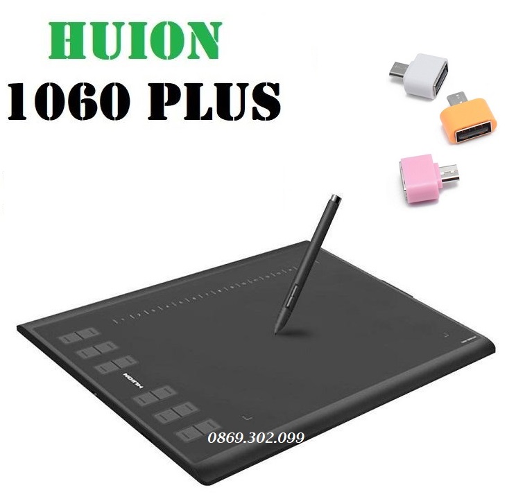 Bảng vẽ cảm ứng Huion H1060P New Đen (CÔNG TY NHẬP KHẨU VÀ PHÂN PHỐI) + Tặng đầu micro USB