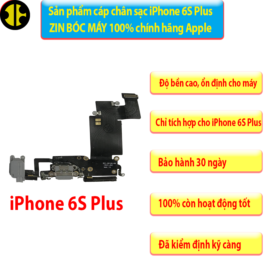 Sản phẩm cáp chân sạc iP 6, 6S, 6 Plus, 6S Plus zin bóc máy.