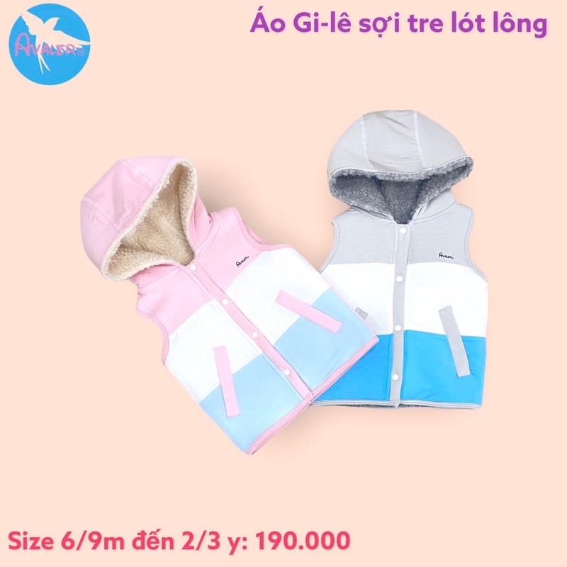 [ Avaler ] Áo Gile Nót Lông Có Mũ Cho Bé
