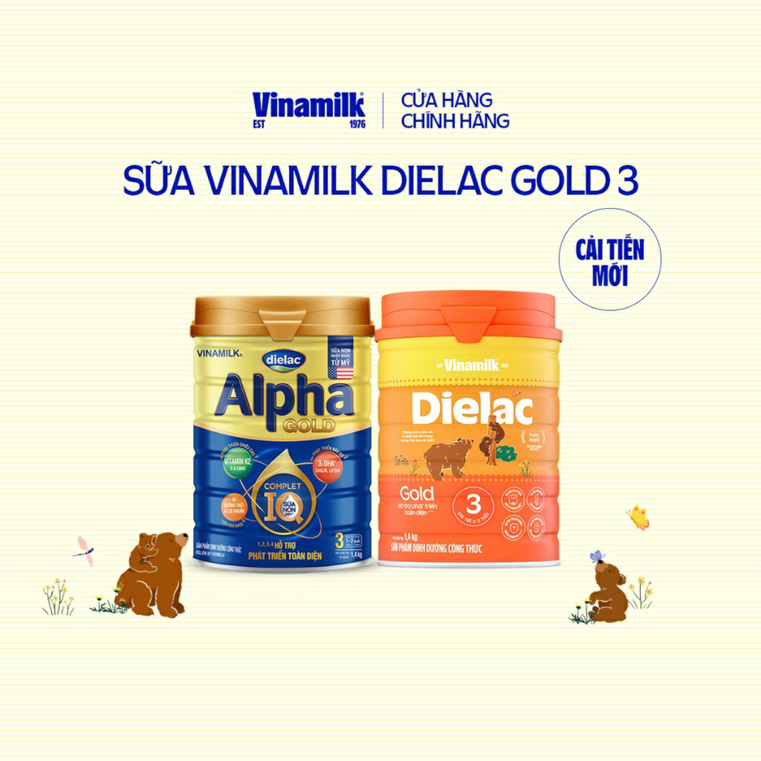 (Expiration Date June 2027) (New Model) Vinamilk Dielac Gold 3 Powder Milk 1400g.