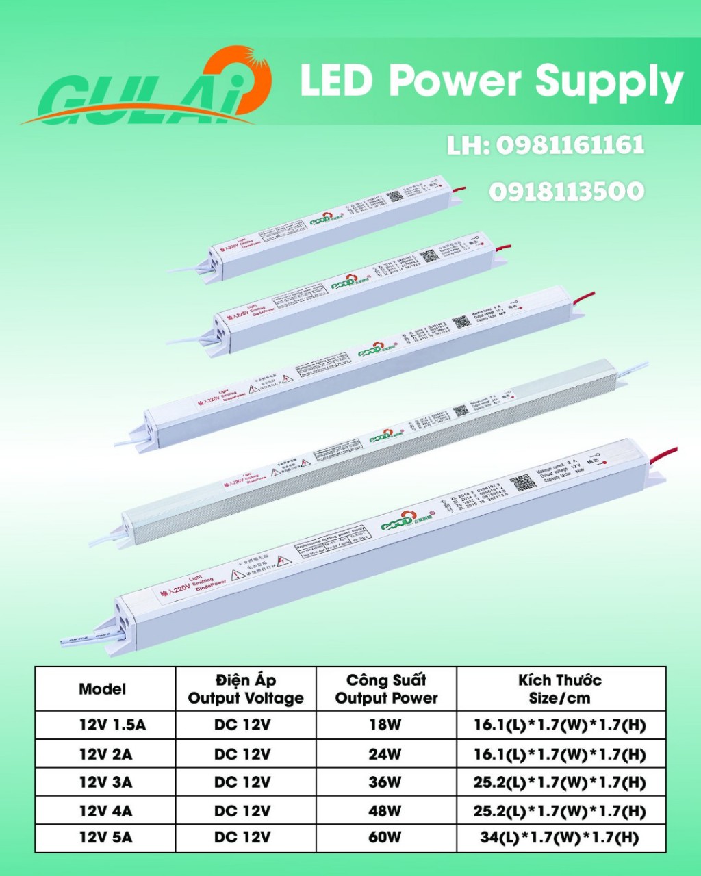Nguồn Đũa Gulai 12V-3A
