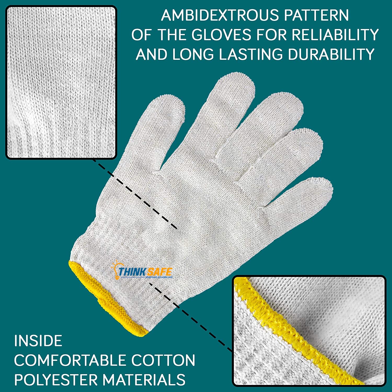Găng tay lao động sợi len chất liệu cotton, 70gr co giãn chống trượt, thao tác linh hoạt, bao tay len bảo hộ - Thinksafe