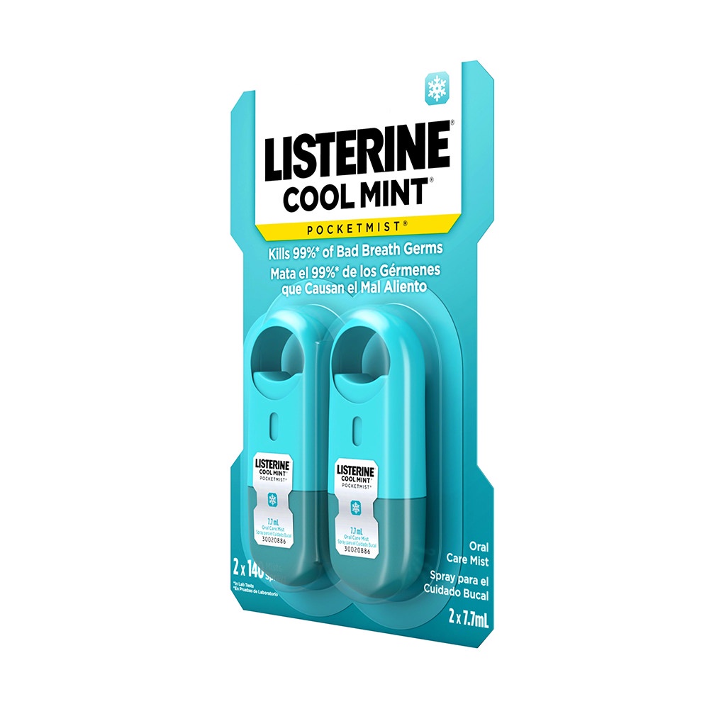 Xịt Thơm Miệng Listerine Cool Mint Pocketmist - 2 chai x 7.7ml