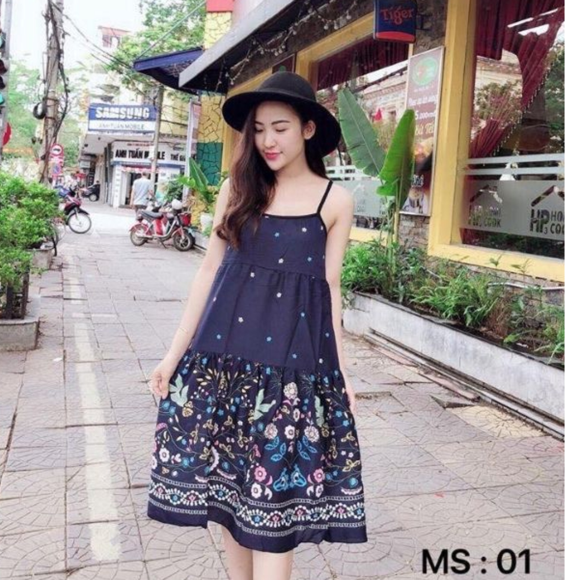 Váy bầu ngủ - váy ngủ lanh 2 dây chất lanh mềm mát