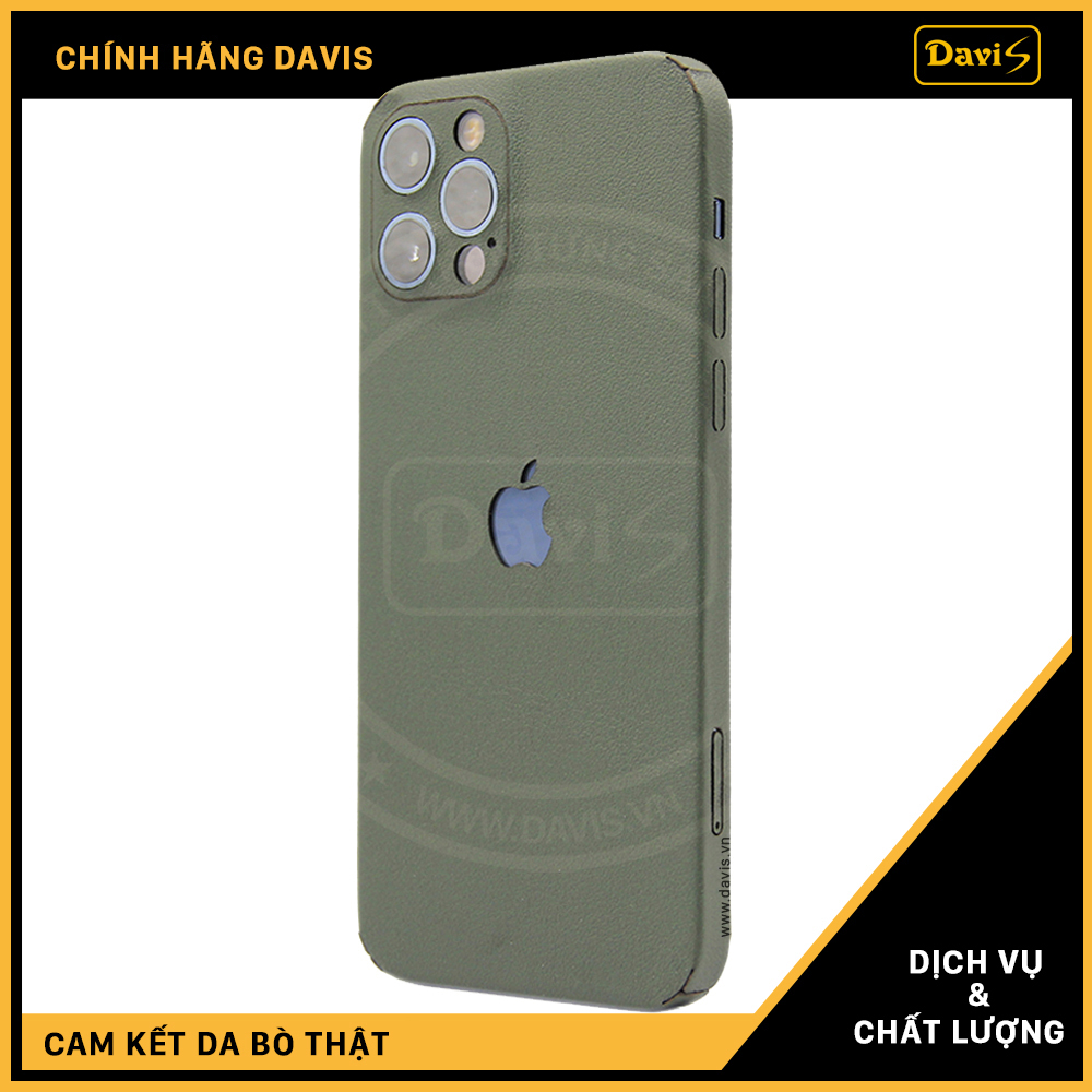 Dán da full viền iphone 12 Pro Max, làm từ da thật cao cấp - Chính hãng Davis