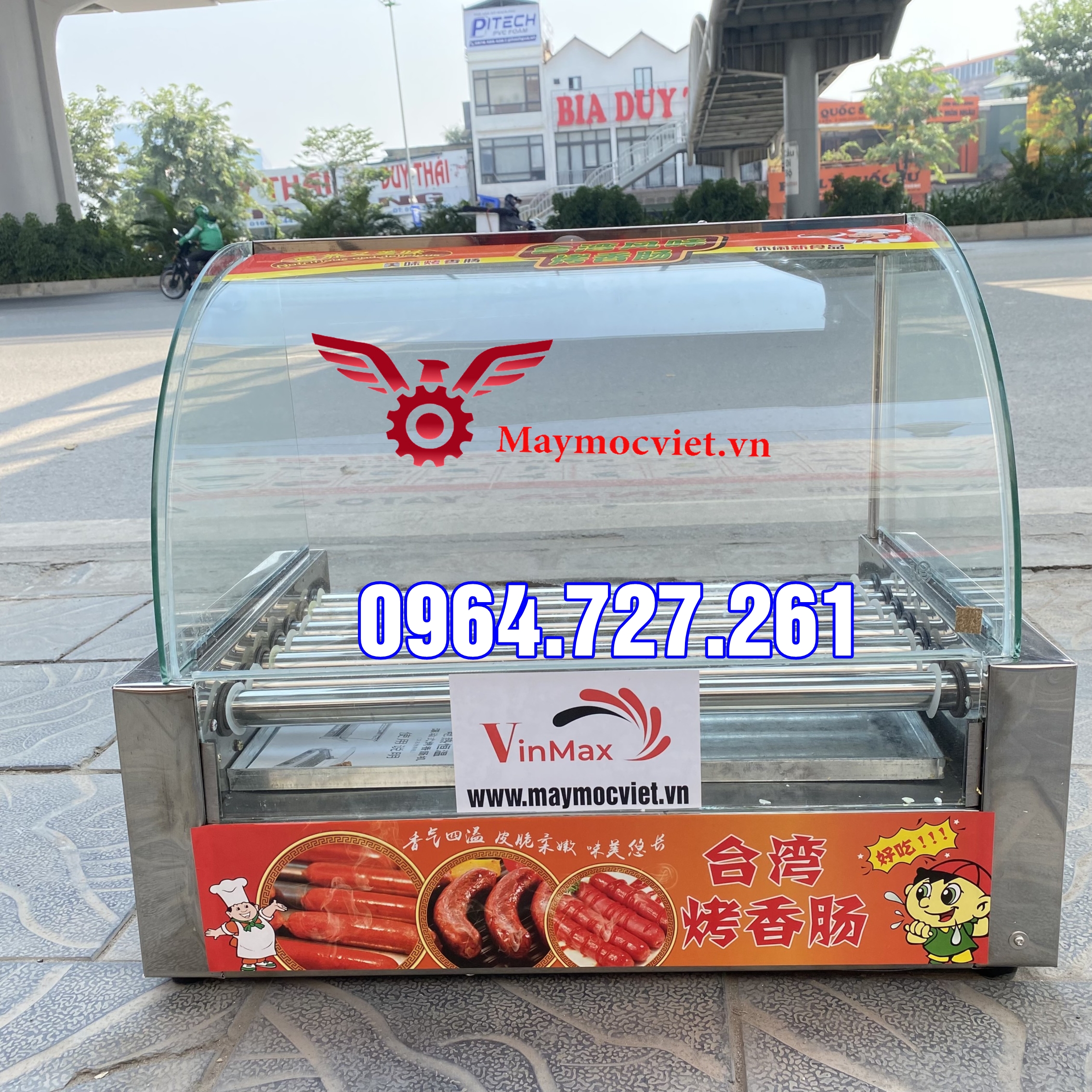 Máy nướng xúc xích 7 thanh nhiệt kính cong