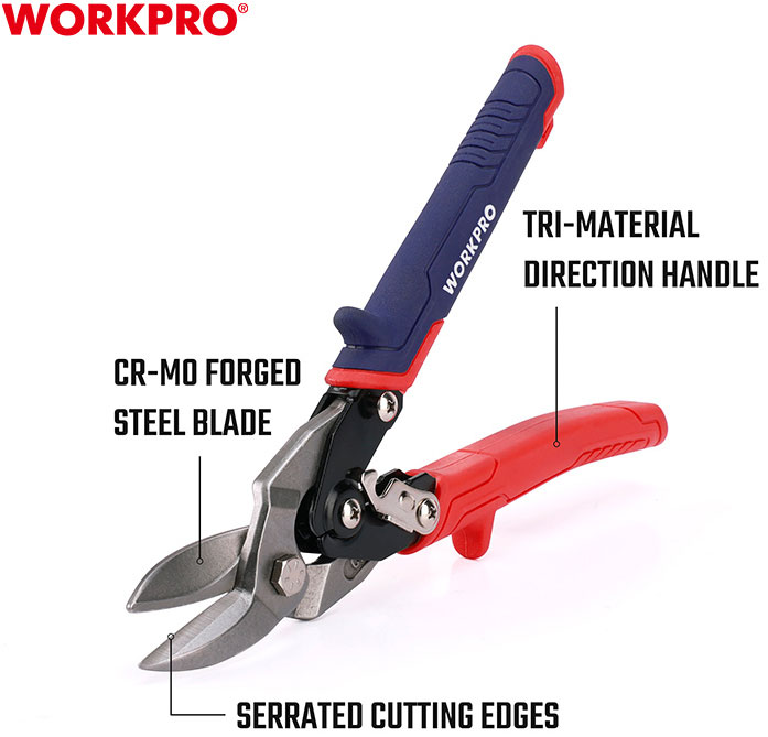 10" kéo cắt tôn mũi cong phải thép cr-mo workpro wp214019