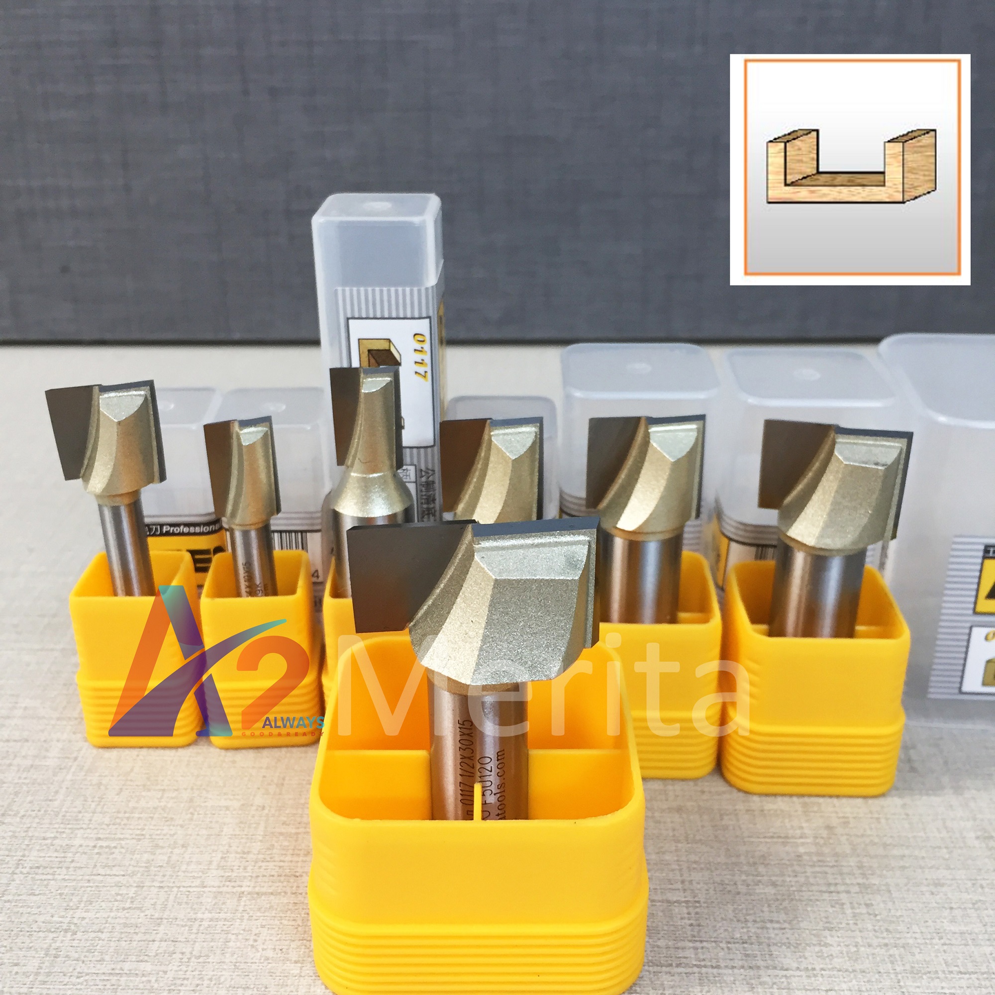 Mũi phay gỗ thẳng lấy nền cốt 1/4" Arden