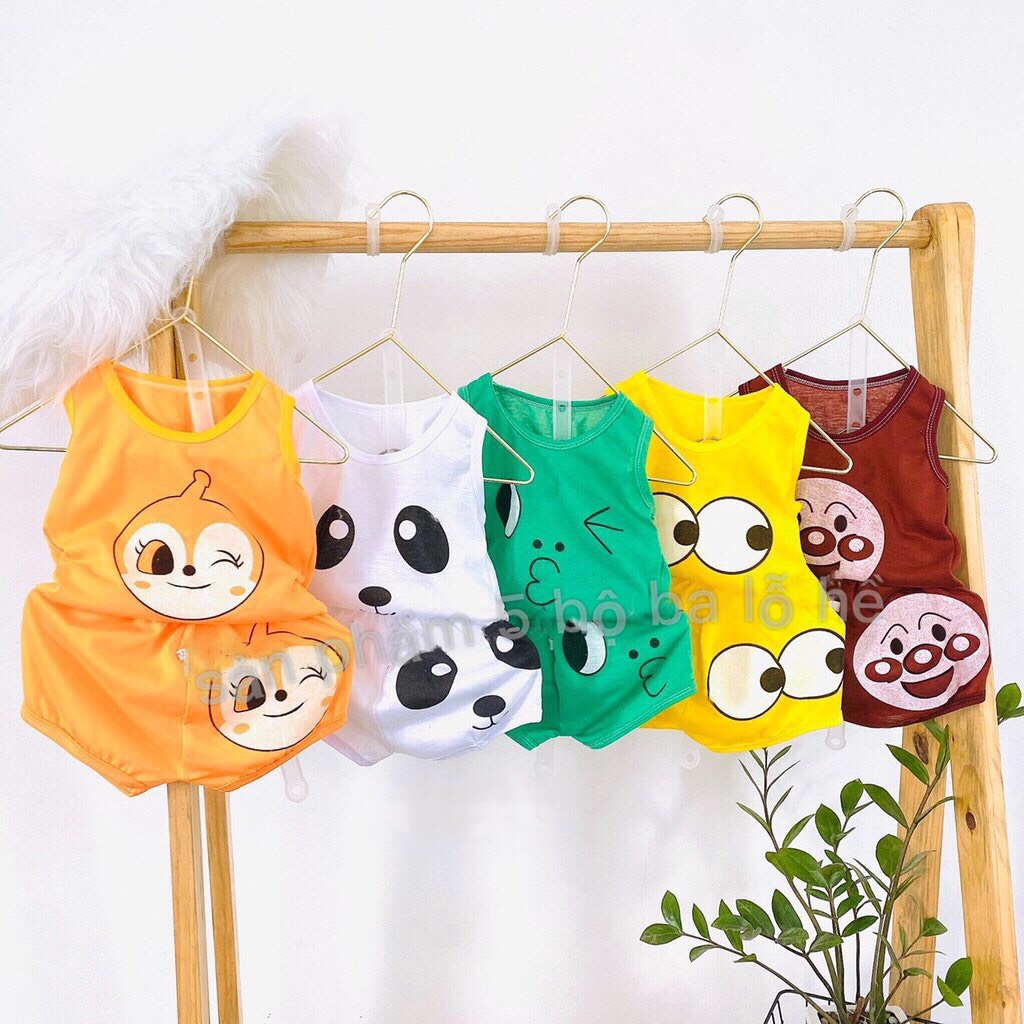 Set 5 bộ đồ hè cotton cúc vai cho bé yêu