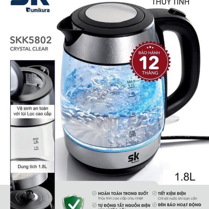 👍🧸 ẤM ĐUN SIÊU TỐC SK SUMIKURA SKK5802 👍👍