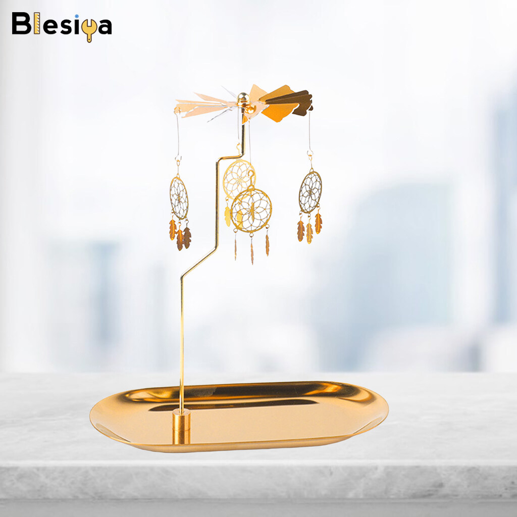 Blesiya Gold Candle Holder Rotating Spinning Tea Light Holder Candleholder Decor