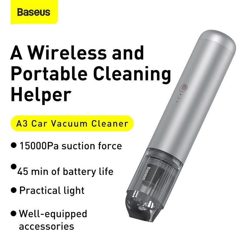 Máy hút bụi Baseus cầm tay A3 Car Vacuum Cleaner (15000pa, 135W, Vacuum Portable Cleaner)