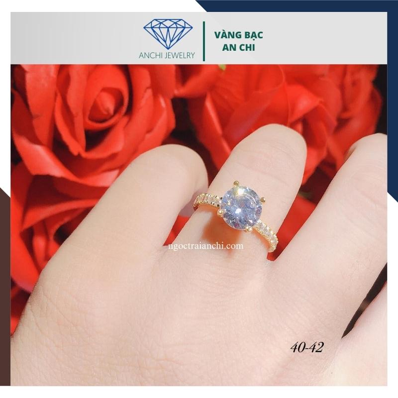 Nhẫn đính hôn hột xoàn vàng tây