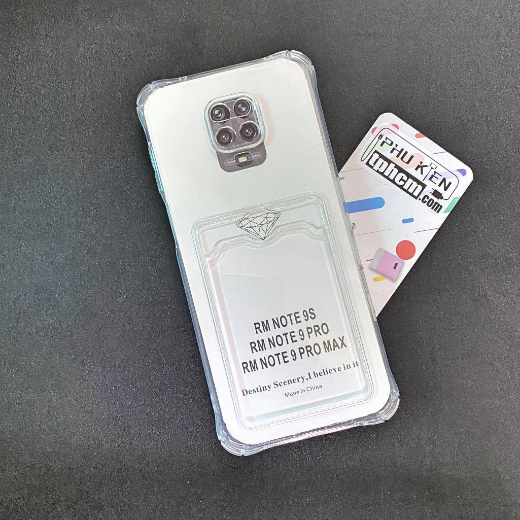 Ốp lưng xiaomi redmi note 9s - note 9 pro - note 9 pro max dẻo trong suốt có khe đựng thẻ