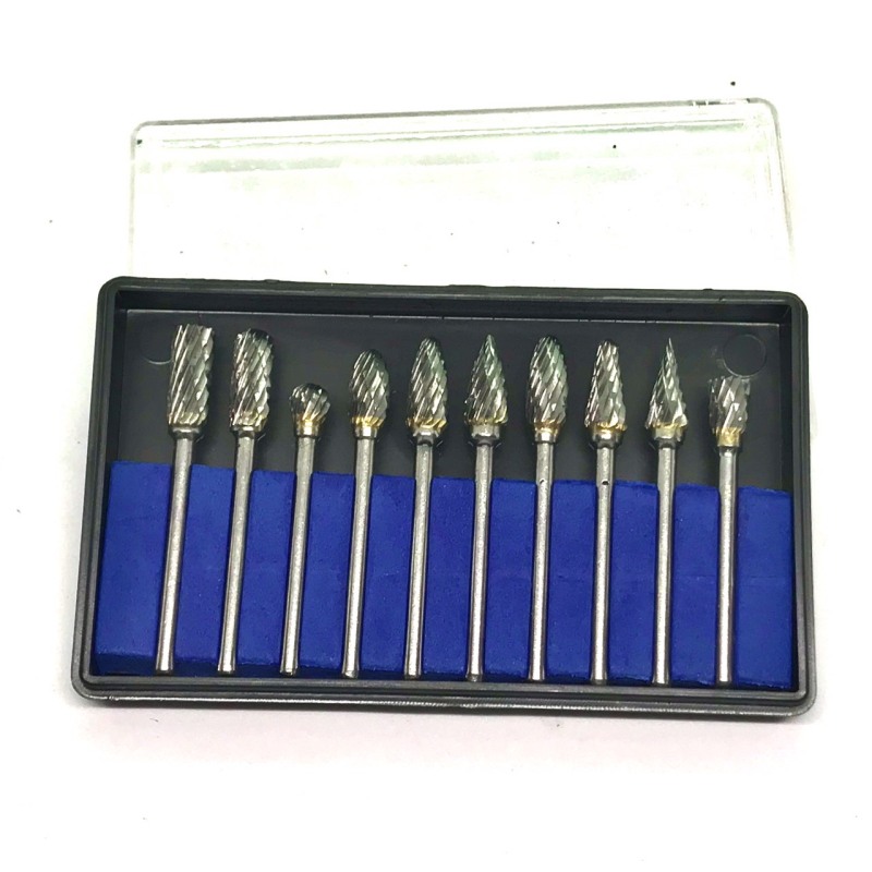 Bảng giá Bộ 10 Mũi Mài, Khắc Hợp Kim, Gỗ Lũa Cao Cấp Cán 3mm- BMMKVF