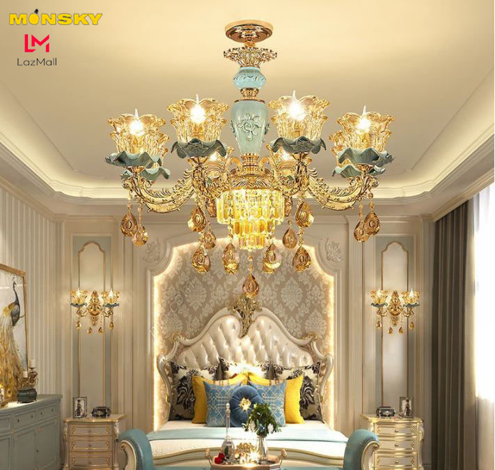 Đèn chùm MONSKY PEOSE kiểu dáng sang trọng loại 8 tay trang trí nội thất hiện đại - kèm bóng LED chuyên dụng.