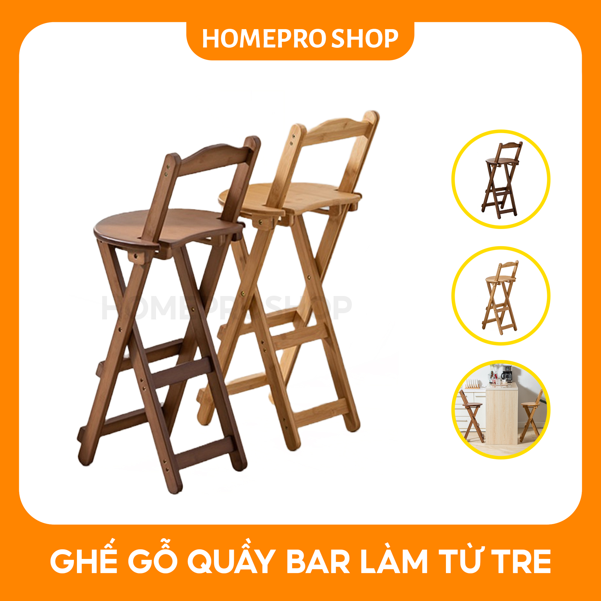 Ghế quầy bar chất liệu bằng tre