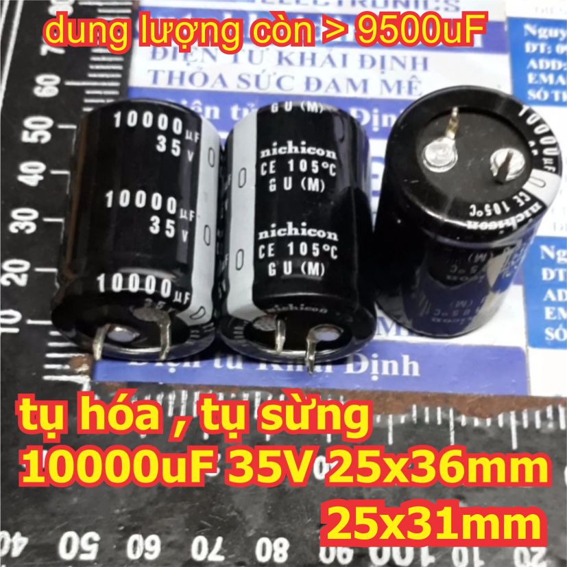 2 con tụ hóa tụ phân cực, tụ sừng chân ngắn 10000uf 35v 25x36mm 25x31mm kde5645