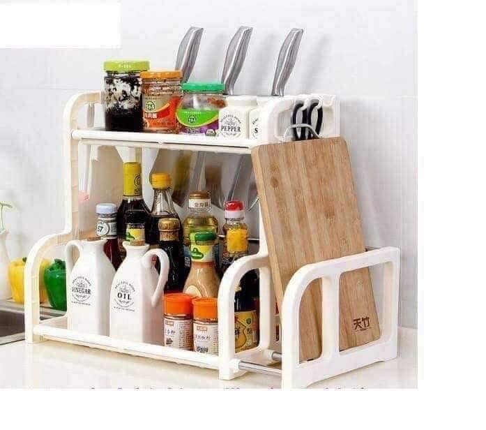 Kệ để gia vị .mỹ phẩm chữ H ,Kệ gia vị chữ H có chỗ để thớt