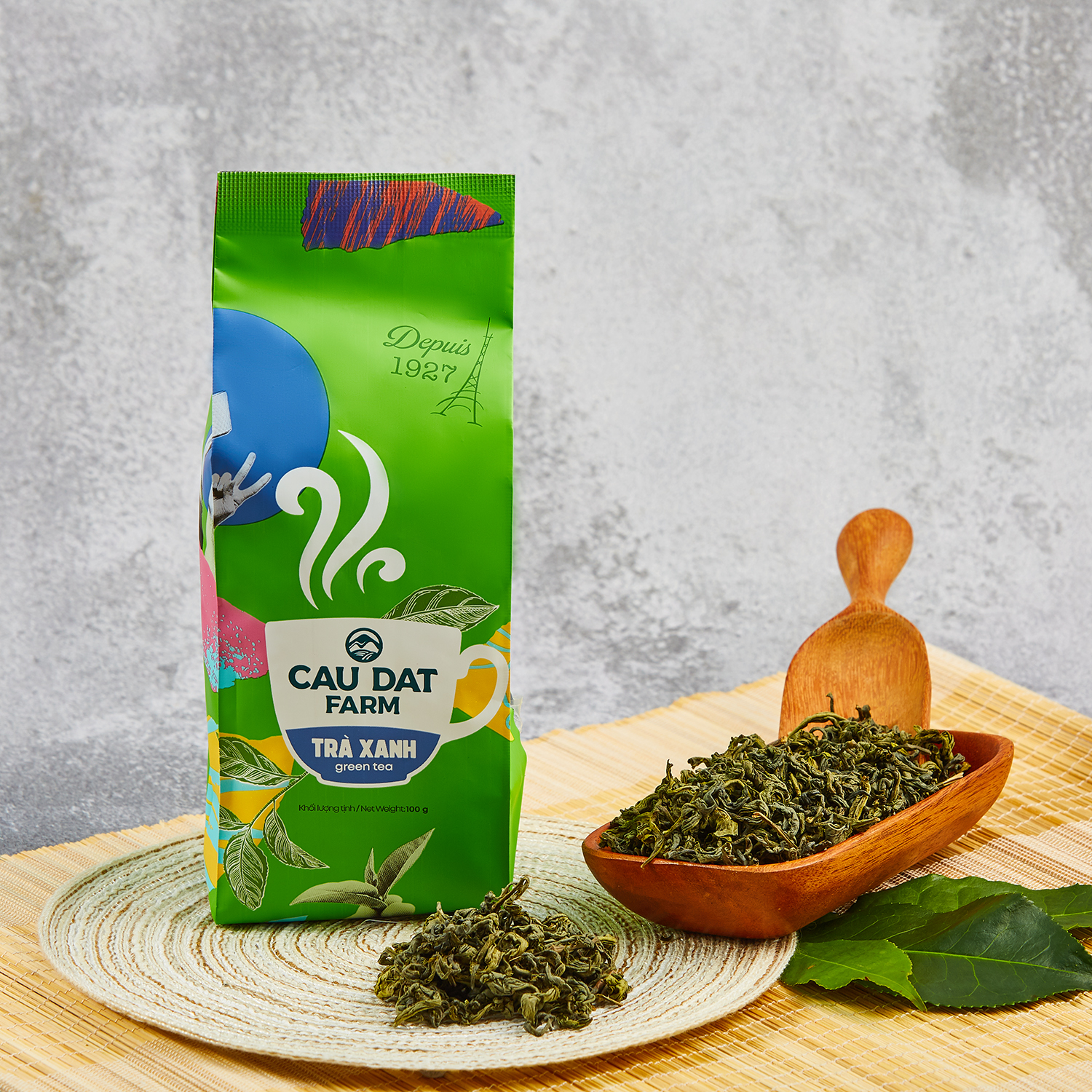 TRÀ XANH CẦU ĐẤT GÓI 100G