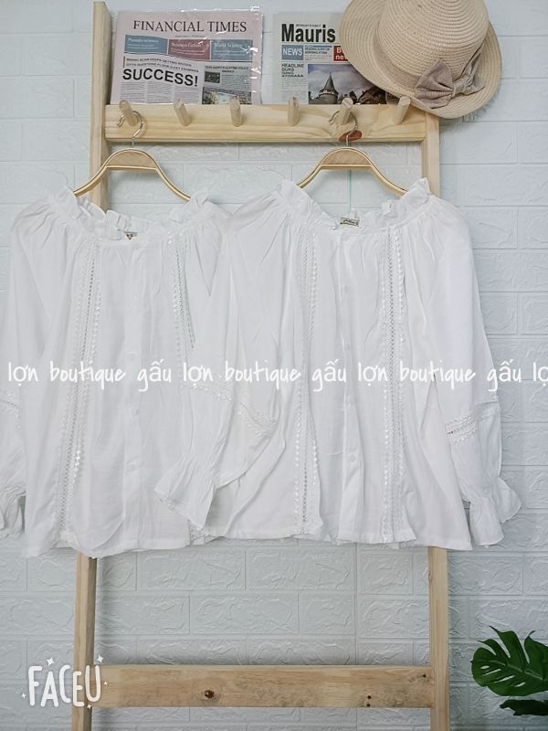 áo kiểu tiểu thư phối ren ảnh thật