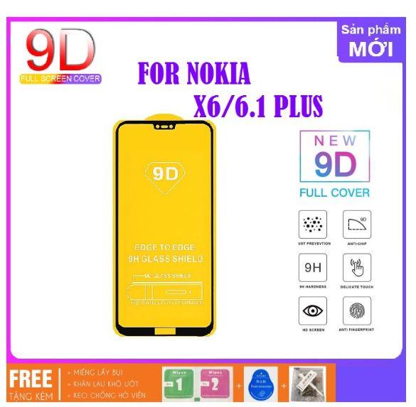 Kính cường lực 9d dành cho nokia 6.1 plus/ nokia x6 full màn hình full keo