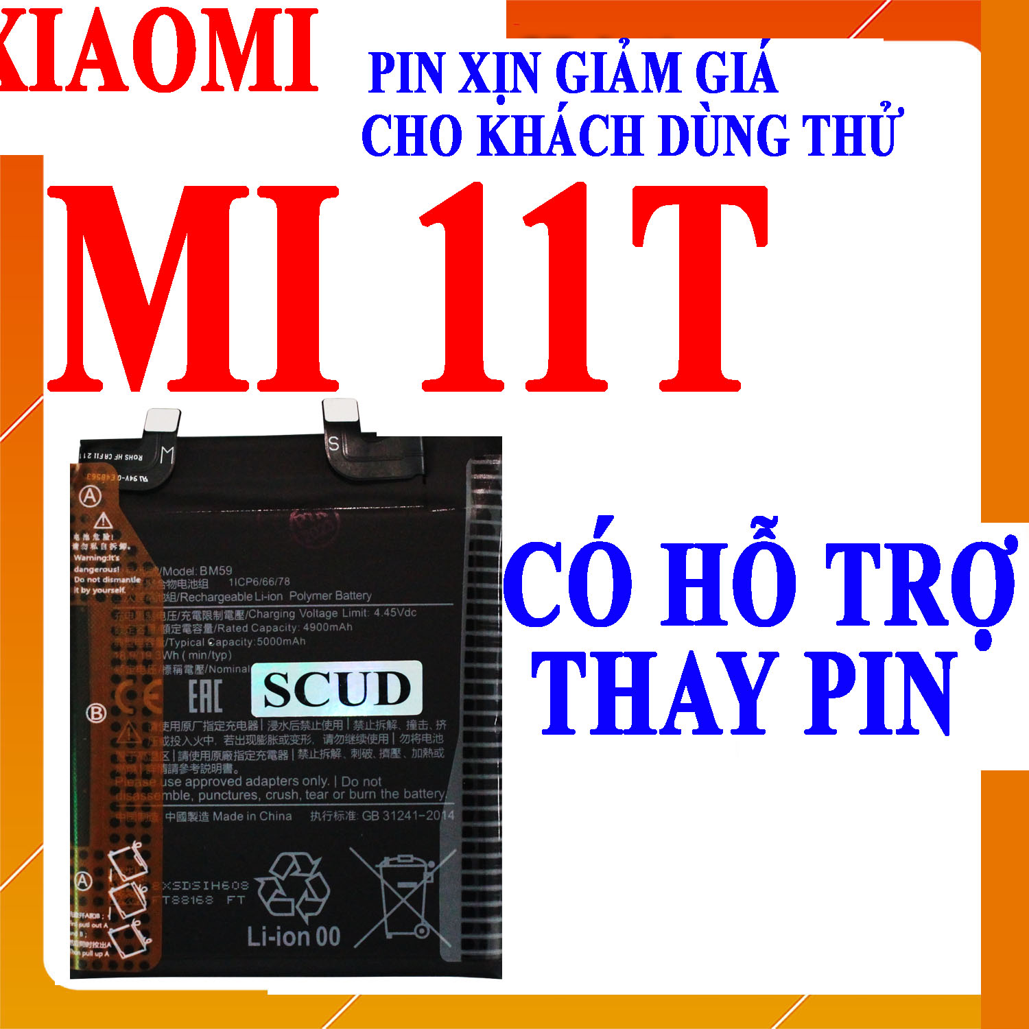 Pin Scud cho Xiaomi Mi 11T BM59 5000mAh