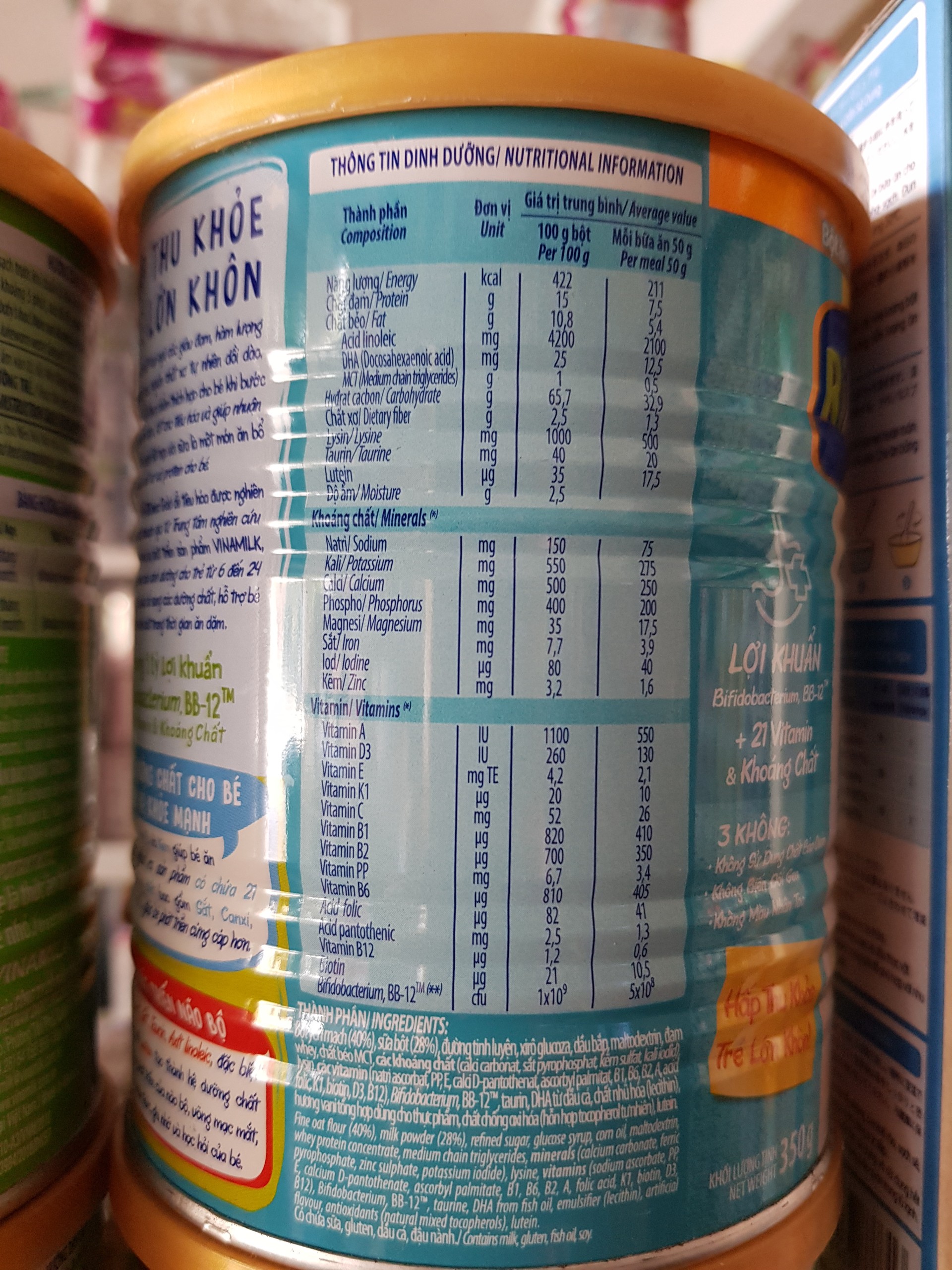 Bột ăn dặm Ridielac Vinamilk đủ vị 350g