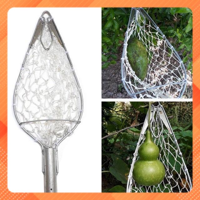 Lồng Hái Trái Cây Inox Cao Cấp | Dụng Cụ Hái Bưởi, Xoài, Mít, Ổi An Toàn | Có Túi Lưới Giữ Trái Chắc Chắn