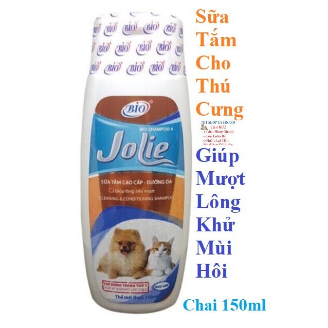 [Hoàn tiền 10%]  SỮA TẮM CHO THÚ CƯNG CHÓ MÈO Bio Jolie Giúp Dưỡng Da và Chống Rụng Lông Khử Mùi Hôi Chai 150ml Xuất xứ Việt Nam - Pet shop Uytinpro
