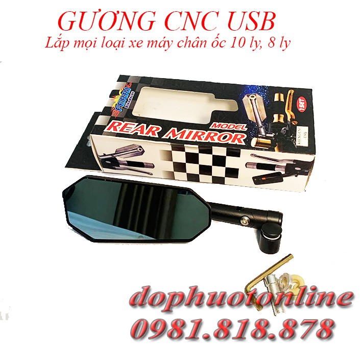 Gương Chiếu Hậu Xe Máy - Gương Cnc Usb 