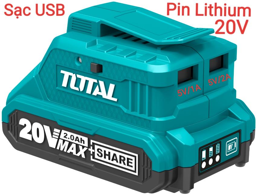 20V Đế sạc có cổng USB Total TUCLI2001