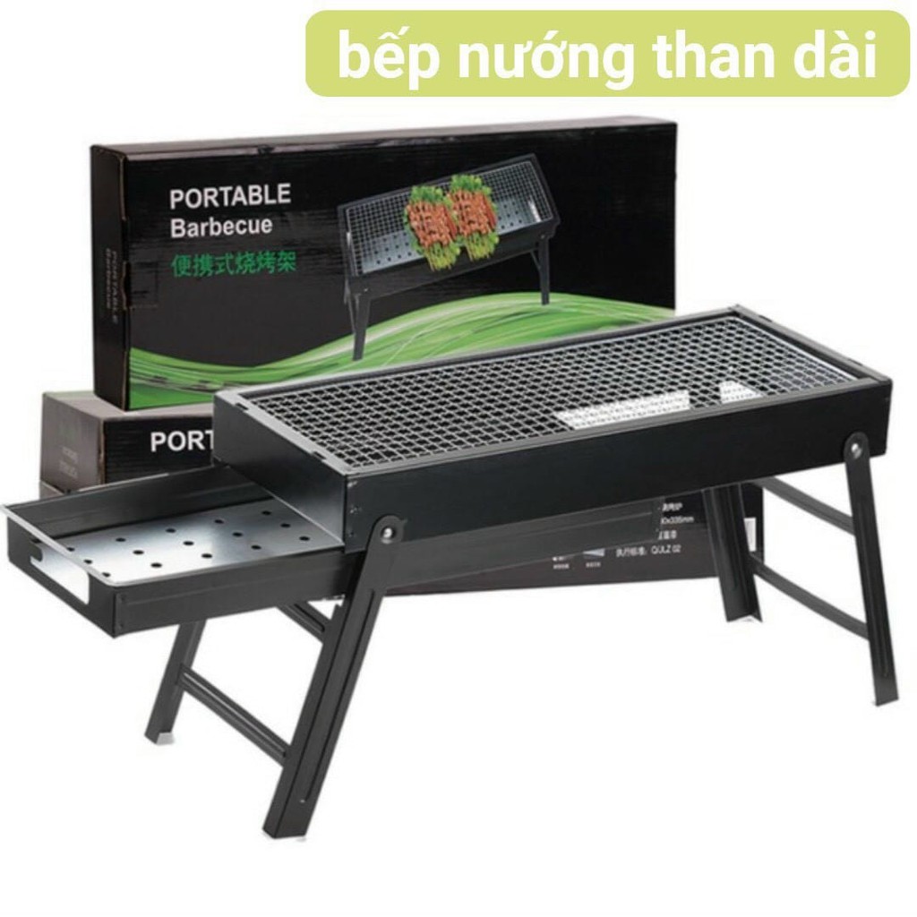 ( Bếp dài ) Bếp Nướng Than Hoa Không Khói Ngoài Trời Cao Cấp - Bếp Nướng BBQ Gọn Nhẹ Sạch Sẽ Thuận Tiện Sử Dụng Du Lịch Picnic - Bếp Nướng Có Vỉ